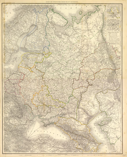 Российская империя - Европейская часть  1:4.5M% Das Russische Reich in Europa
Российская империя - европейская часть. Das Russische Reich in Europa. Leipzig, 1865. Масштаб 1:4,475,000.
Ключевые слова: Европейская Россия