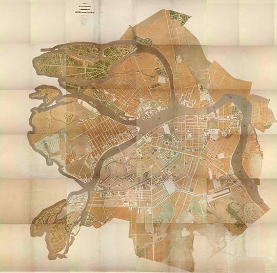 План на урегулирование С. Петербурга 1:4,200 %Zoning Plan of St.Petersburg
План на урегулирование С. Петербурга Высочайше утверждённый 7 марта 1880 года. Масштаб 50 сажен в дюйме. На 22 лиcтах размером 83x53 cм
Ключевые слова: Санкт-Петербург