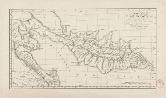 Карта Камчатки  1:4M% Map od Kamchatka
Карта Камчатки. Масштаб 1:3,950,000. 39 x 21 см. Из кн.: Lesseps, Jean-Baptiste-Barthélemy de (1766-1834) -- Voyages -- Kamtchatka. Route de M. de Lesseps, Consul de France,  Dans la presqu'île de Kamtschatka et le long du golfe de Pengina, depuis le Port de St Pierre et St Paul jusqu'à Yamsk. Verstes de Russie de 104 1/2 au degré 300.
Ключевые слова: Петропавловск-Камчатский,Камчатка,французские карты