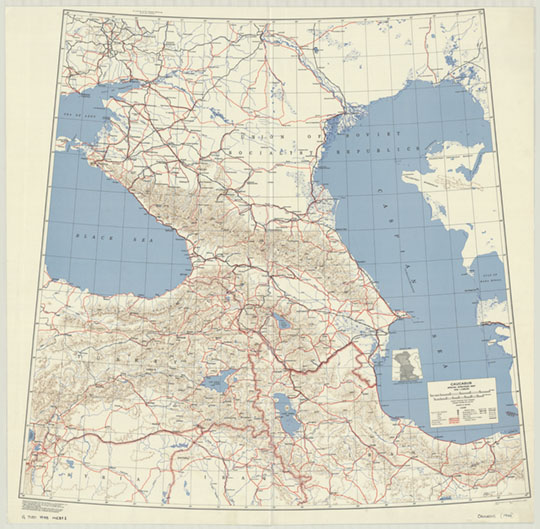 Американская карта Кавказа  1:2M% US map of Caucases
Американская карта Кавказа. Масштаб 1:2,000,000. 84 х 85 см. Издание 1943 года. Основа - советские карты издания с 1941-1942 годов. Caucases, Special Strategic Map. Army Map Service U.S. Army, Вашингтон. Серия карт: A.M.S. 5207.
Ключевые слова: Краснодар,Кавказ,американские карты,Грузия,Армения,Азербайджан