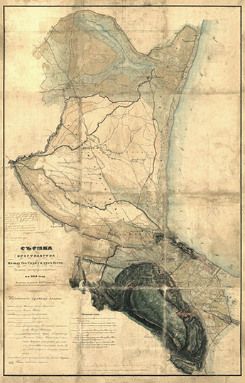 Территория современной Махачкалы и окрестностей 1:21К %Makhachkala and vicinity
Съёмка пространства между селением Тарку и урочищем Озень снятая инструментально в 1851 году. Территория современной Махачкалы (Петровского) и окрестностей. Масштаб: 250 саженей в Английском дюйме. Снимал и чертил, состоящий в армии при Корпусе Топографов прапорщик Шебанов

Ключевые слова: Махачкала
