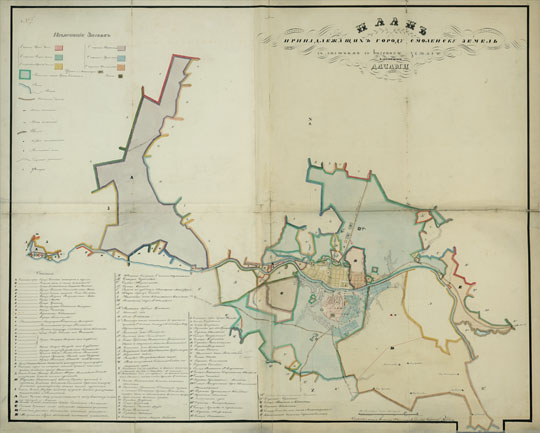 План земель г. Смоленска  1:21K% Map of Smolensk lands
План земель гор. Смоленска, смежных с выгонными землями и казенными дачами. План принадлежащих городу Смоленску земель с смежными и с выгонной землей, казенными дачами. Масштаб: в одном английском дюйме 250 саженей. Смоленская губерния. План принадлежащих гор. Смоленску земель с смежными и с выгонной землей, казенными дачами. Б/д [Дело]. - [1782-1917]. - 2 листа. - (Фонд Техническо-строительного комитета МВД. Опись № 167. Смоленская губ.). РГИА. Ф. 1293. Оп. 167. Д. 2. Источник: ПБ - 93356.
Ключевые слова: Смоленск