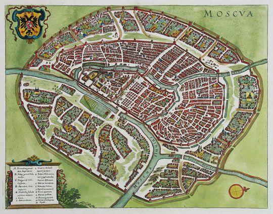 План Мериана v.3%Merian Plan v.3
Moscva  / Грав. M. Merian. - Francf. / М., 1638. - 1 к.: указ. (12 назв.); 32х38 см. Гравированный на меди план Москвы в пределах современного Садового кольца работы М. Мериана. Ориентирован на запад - северо-запад. Изображение городских стен, зданий, объектов выполнено с элементами перспективы. В верхнем левом углу карты помещен герб Москвы, в нижнем левом - указатель в картуше, внизу справа компасная роза.
Ключевые слова: план Мериана