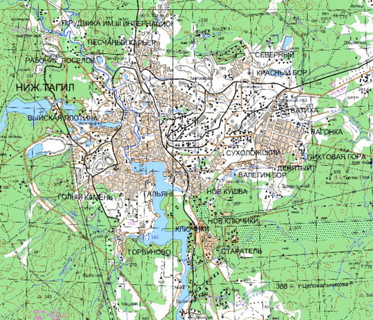 Нижний Тагил и окрестности %Nizhny Tagil and vicinity
Нижний Тагил и окрестности. Карта Госгеоцентра. Масштаб 1:25,000
Ключевые слова: Нижний Тагил,карты ГГЦ