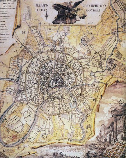 План Столичнаго Города v.2 %Map of the Capital City v.2
План Столичнаго Города Москвы. Вариант 2. Составитель И. Марченков, граверы Л. Флоров, Н. Кольчугин, 1789 г. Гравюра на меди, 485х600. План раскрашен. Многократно переиздавался в различных вариантах.
