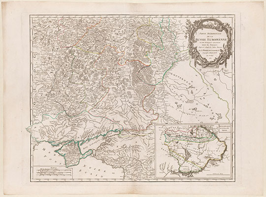 Южная часть Европейской России % Southern part of Russia
Южная часть Европейской России. Лист: 75x55  Изображение: 59.5x49см. Partie Méridionale de la Russie Européenne qu sont distinguées exactement toutes les Provinces, d'aprés le détail de l'Atlas Russien. Par le Sr. Robert de Vaugondy fils Карта из Atlas universel Жиля и Дидье Робер де Вогонди. Париж, 1753
Ключевые слова: Европейская Россия,французские карты