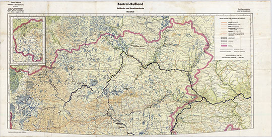 Топографическая карта центра России 1:1M % Zentral-Russland Gelaende- und Gewaesserkarte
Топографическая карта северной части Центральной России с указанием водных путей сообщения. Масштаб 1:1М. Zentral-Russland Gelaende- und Gewaesserkarte 1M Nordteil V.1941
Ключевые слова: Европейская Россия,СССР,немецкие карты