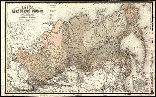 Карта Азиатской России 1:10.5М %Map of Asian Russia
Карта Азиатской России. Составлена по новейшим сведениям Генерального Штаба полковником Ильиным. 1860-е годы. Исправлена в 1868г. Масштаб - 250 верст в дюйме.
Ключевые слова: Азиатская Россия