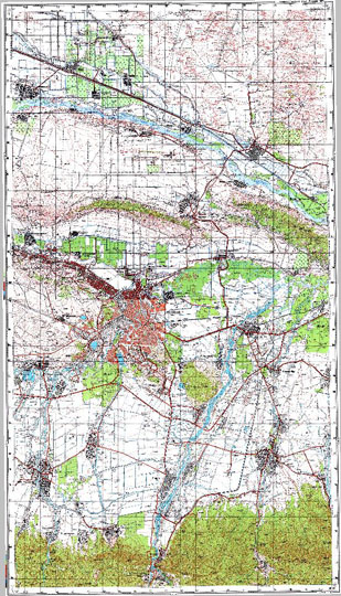 Грозный и окрестности 1:100K % Map of Grozny and vicinity
Карта окрестностей Грозного. Издание 1984 года.  Масштаб 1:100,000.
Ключевые слова: Грозный,Чеченская республика,топографические карты