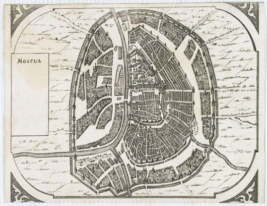 Moscua - план Фредерика де Вита
Frederick de Wit. Published in  Amsterdam, 1672-1700. 12.4 x 18.1 см. План издан как приложение к настенной карте "Nova et Accurata Totius Europa Tabula". План был частью листа, содержащего 6 планов и видов городов Madrid, Moscow, Mexico, Batavia, Surratt, Ormus. Этот лист был разрезан, и виды городов были приложены к настенной карте. Самый старый вид Москвы размещен в издании 1672 года.
