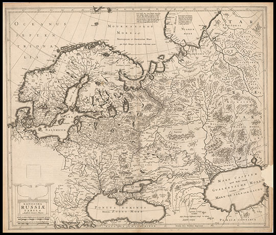 Новейшая карта России %Novissima Russiae Tabula
Новейшая карта России. Автор - Исаак Масса. 47 х 55 см. Амстердам, около 1636. Novissima Russiae Tabula. Aucthore Isaaco Massa
Ключевые слова: Россия,Исаак Масса