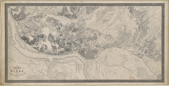 План Киева  1:16K% Plan of Kiev
План города Киева, гравированный при Военно-Топографическом Депо в 1846г. Масштаб 200 саженей в английском дюйме (1:16800).
Ключевые слова: Киев,военно-топографическое депо