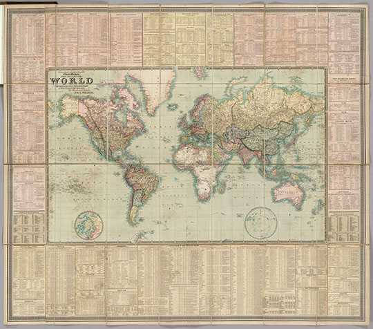 Карта мира издания Уалкера  1:20M% World map by C. Walker
Карта мира.142 х 162см. Масштаб 1:20,000,000 . To Her Most Gracious Majesty Queen Victoria, This Map Of The World On Mercator's Projection, Is Most Respectfully Dedicated, By Her devoted Subjects, J. and C. Walker. Published by J. and C. Walker, No. 9 Castle Street Holborn. 1840. Published For The Proprietors, By J. And C. Walker, 9, Castle Street. (inset) The North Pole And The Adjacent Lands. (inset) The South Pole And The Lands Adjacent. 
Ключевые слова: английские карты
