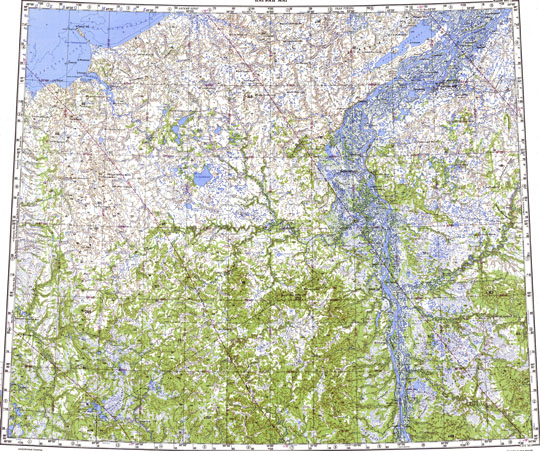 Карта окрестностей Нарьян-Мара 1:500K% Map of Naryan-Mar vicinity
Окрестности Нарьян-Мара. РСФСР. Ямало-Ненецкий автономный округ. Издание 1995 года. Масштаб 1:500,000.
Ключевые слова: Нарьян-Мар,топографические карты