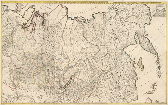 Сибирь и Дальний Восток  1:3.4M% Siberia and Far East
Сибирь и Дальний Восток. Сборная карта, склеенная из листов карт Атласа 1745 года. Масштаб 1:3,444,000 . В кн.: Атлас Российский, состоящий из девятнадцати специальных карт, представляющих Всероссийскую империю с пограничными землями, сочиненный по правилам географическим и новейшим обсервациям, с приложенною притом Генеральною картою великия сия империи, старанием и трудами Императорской академии наук. : Императорская Академия Наук. СПб. 1745. 20 л. гравир. карт
Ключевые слова: Сибирь,Дальний Восток,Камчатка,атлас 1745