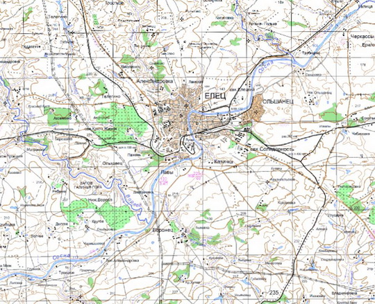Елец и окрестности %Elets and vicinity
Елец и окрестности. Карта Госгеоцентра. Масштаб 1:25,000
Ключевые слова: Елец,карты ГГЦ