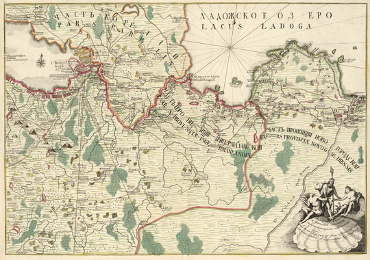 Ладожское озеро и Финский залив %Ladoga lake and Finnish bay
Ладожское озеро и Финский залив с прилежащими местами, 1741-1745. Жозеф-Никола Делиль для географического департамента Петербургской Академии наук. Grimmel, J. E. Lacus Ladoga et Sinus Finnicus. 1 л. 64,8×45,2. Гравюра на меди. С декоративным картушем в правом нижнем углу. 
Ключевые слова: Санкт-Петербург,каналы,Ладога
