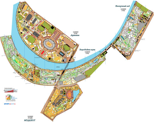 Воробьевы горы - Нескучный сад%Vorobyovy Gory - Neskuchny Garden
План для спортивного ориентирования, охватывающий территории Лужников, Воробьевых гор, Нескучного сада и Дворца пионеров. 1:10000, горизонтали проведены через 2.5 м.
Ключевые слова: Воробьевы горы,Нескучный сад,парки