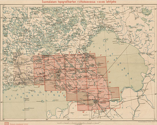 Финская карта Карельского перешейка 1:50K %Finnish topographic map
Финская карта Карельского перешейка. Масштаб 1:50,000. Издание 1920-1940 годов. Suomalaisen topografikartan mittakaavassa 1:50,000.
Ключевые слова: Санкт-Петербург,Петроград,Карелия