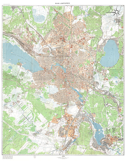 План г. Свердловск  1:20K% Plan of Sverdlovsk
План г. Свердловск. Масштаб 1:20,000 - в 1-м сантиметре 200 метров. Сплошные горизонтали проведены через 2.5 метра. Координатная сетка. Издание - май 1959 года.
Ключевые слова: Екатеринбург,Свердловск