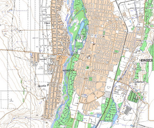 Черкесск и окрестности %Cherkessk and vicinity
Черкесск и окрестности. Карта Госгеоцентра. Масштаб 1:25,000
Ключевые слова: Черкесск,карты ГГЦ