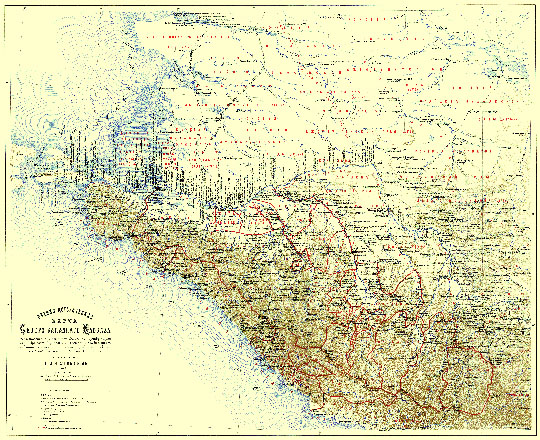 Boeннo-иcтopичecкaя кapтa Ceвepo-Зaпaднoгo Kaвкaзa 1:840К %Historical map of North-West  Caucases
Boeннo-иcтopичecкaя кapтa Ceвepo-Зaпaднoгo Kaвкaзa с обозначением крепостей, укреплений, городков, редутов, фельдшанцев, оборонительных и сторожевых башен, постов и кордонных линий, устроенных русскими войсками с 1569 года до окончания Кавказской войны и с указаниями времени их постройки и упразднения. Масштаб - 20 верст в дюйме. Составлена Е.Д.Фелицыным. Из кн.:Исторический очерк кавказских войн от их начала до присоединения Грузии
Ключевые слова: Ставрополь,Кавказ