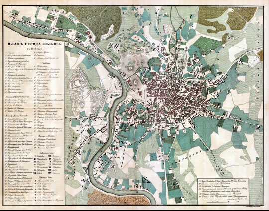 План города Вильны  1:8K% Plan of Vilnius
План города Вильны в 1840 году. Масштаб 100 сажен в дюйме. Литография Н. Маца, Вильна.
Ключевые слова: Вильнюс