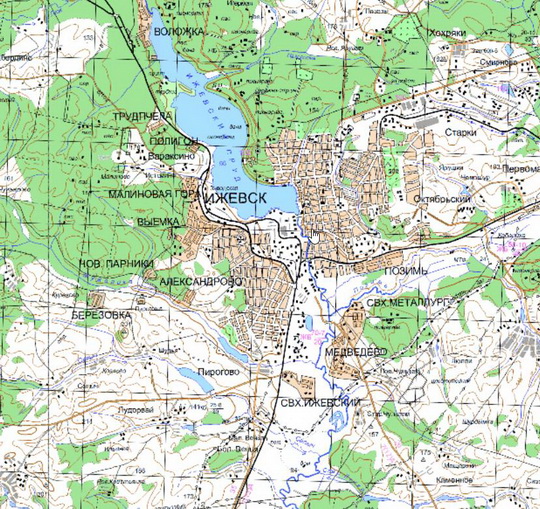 Ижевск и окрестности %Izhevsk and vicinity
Ижевск и окрестности. Карта Госгеоцентра. Масштаб 1:25,000
Ключевые слова: Ижевск,карты ГГЦ