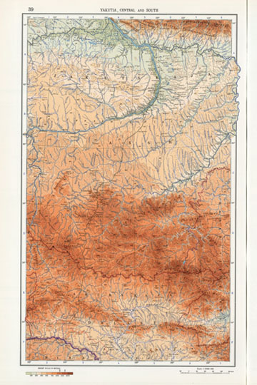 Центр и Юг Якутии  1:3M% Yakutia, Center and South
Центр и Юг Якутии в Атласе Мира издания 1967 года на английском языке - The World Atlas. Масштвб 1:3,000,000. 51 х 34 см. Атлас Мира, ГУГК СССР, второе издание, 1967г.
Ключевые слова: Якутск,атласы,карты ГУГК СССР
