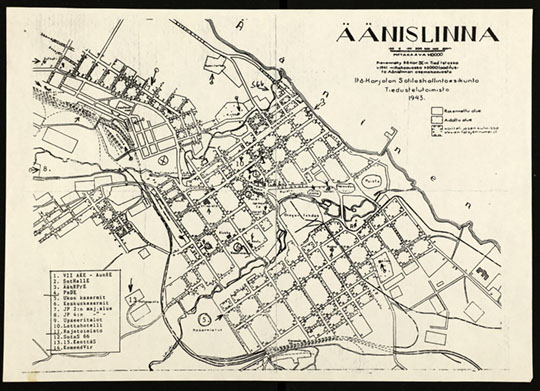 План города Петрозаводска 1:10К % Plan of Perozavodsk
Финский план города Петрозаводска. Масштаб - 100 м в 1 см. Aanislinna. 1943г.
Ключевые слова: Петрозаводск