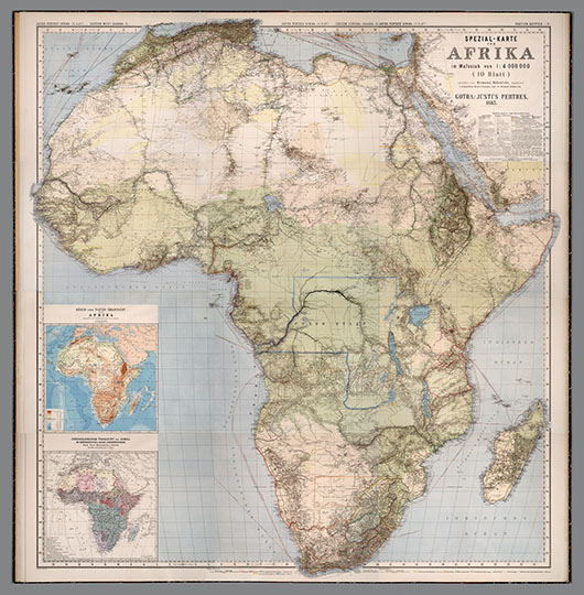 Специальная карта Африки 1:4М %Spezial-Karte von Afrika
Специальная карта Африки в масштабе 1: 4,000,000. (склейка из 10 листов.) Разработана Германом Хабенихтом ; отредактирована Бруно Доманном и доктором Ричардом Люддеке. 236 х 203 см. Сентябрь 1885 г. Spezial-Karte von Afrika im Massstab von 1: 4,000,000. (10 Blatt.) Entworfen von Hermann Habenicht; bearbeitet von demselben, Bruno Domann und Dr. Richard Luddecke.
Ключевые слова: Африка,немецкие карты