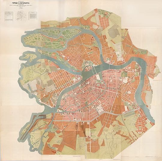 План города С.-Петербурга 1:4.2K %Plan of St. Petersburg
План города С.-Петербурга в горизонталях, исполненный по нивеллировкам 1872 г. - для местности между рекой Большой Невой и Обводным каналом и 1900 г. - для остальных частей города. Санкт-Петербург, 1901 год. Исполнен на 22 листах. Масштаб 1:4200.
Ключевые слова: Санкт-Петербург,издательство Ильина