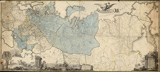 Генеральная карта Российской Империи % General map of the Russian Empire
Генеральная карта Российской Империи с разделением на новоучрежденные Губернии и Уезды. / Сочиненная под особенным Распоряжением, Попечением и наставлением Действительнаго Тайнаго Советника, Генерала Прокурора и разных Орденов Ковалера Князя Александра Алексеевича Вяземского придомовой его чертежной Землемером Секунд-Майором Дмитрием Петиным в 1785 Году. - [Санкт-Петербург], 1785. - 1 к. (8 л. в общей рамке): раскраш., грав., ил.; 63х70 см, в собранном виде 126х280 см.
Ключевые слова: Российская империя