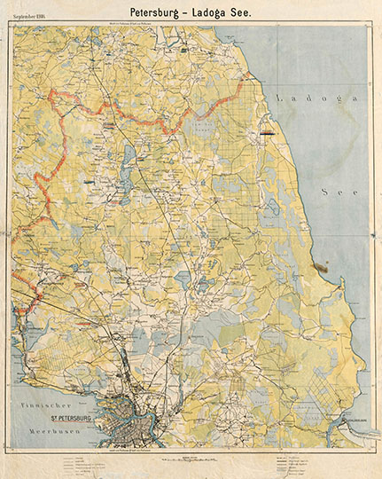 Карта Санкт-Петербург - Ладога 1:100К %St.Petersburg - Ladoga
Карта Санкт-Петербург - Ладога. Сентябрь 1918г. Масштаб 1:100,000.  Обозначения на немецком языке. Petersburg - Ladoga See. September 1918.
Ключевые слова: Санкт-Петербург,Ладога,немецкие карты