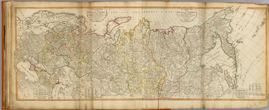Карта Российской империи 1:8M%Map of Russian Empire
Сборная карта, составленная из двух листов. Лист 1 - The European part of the Russian Empire. Лист 2 - The Asiatic part of the Russian Empire. From the maps published by the Imperial Academy at St. Petersburg with the new discoveries of Captn. Cook and c. London, Published 12th May, 1794 by Laurie and Whittle, No. 53, Fleet Street. Оригинал находится в коллекции David Ramsey. Масштаб 1:8 000 000. Общий размер - 48 х 127 см. 
Ключевые слова: Россия,Российская империя,английские карты
