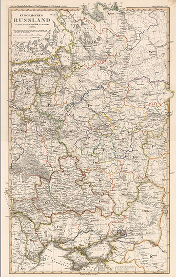 Европейская Россия в Атласе Штилера  1:840K% Europaische Russland
Европейская Россия в Атласе Штилера. Europaische Russland. Revidirt 1852. Hand - Atlas Uber Alle Theile Der Erde nach dem neuesten Zustande Und Über Das Weltgebaude. Herausgegebenn von Adolf Stieler, berbeitet von Demselben, so wie von F.v. Stulpnagel, H. Berghaus u. I.C. Bar. Gotha bei Justus Perthes. 
Ключевые слова: Европейская Россия,атласы,атласы Штилера,немецкие карты