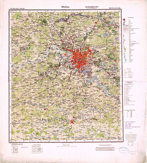 Немецкая карта окрестностей Москвы 1:100K % German man of Moscow vicinity
Немецкая карта окрестностей Москвы. Масштаб 1:100,000. Russland 1:100,000. Moskau. Blatt Nr. O-37-I Ost. Sonderausgabe V. 1941
Ключевые слова: немецкие карты
