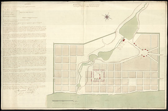 План Петрозаводска 1:4200 %Plan of Petrozavodsk
План Новгородского наместничества Олонецкой области городу Петрозаводску. Масштаб - 50 сажен в дюйме. Около 1778 года.
Ключевые слова: Петрозаводск