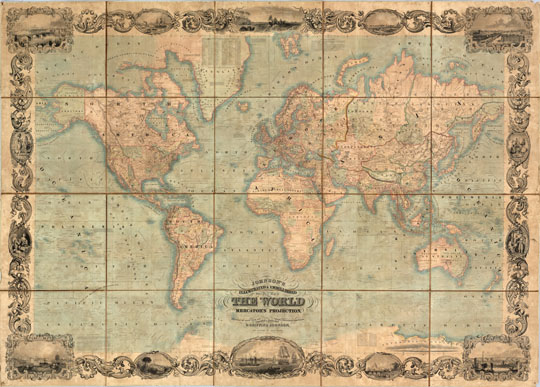 Карта мира  1:15M% World map
Карта мира 1847 года. Масштаб 1:15,000,000. 139 х 198 см. Johnson's Illustrated & Embellished Steel Plate Map of The World On Mercator's Projection, Compiled from the latest & most Authentic Sources Exhibiting the recent Arctic and Antarctic Discoveries & Explorations. Engraved & Published By D.Griffing Johnson, 80 Nassau St. New York. 1847.
Ключевые слова: Карты мира,американские карты
