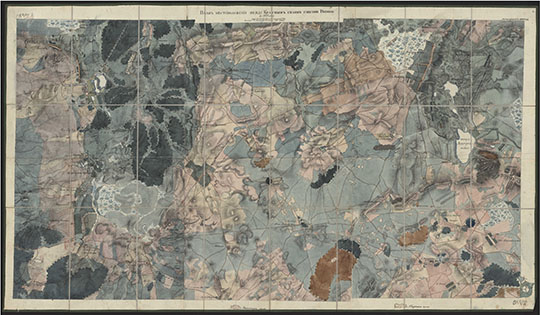 План местоположения между Красным Селом и мызою Ропшею %Plan of the region between Krasnoye Selo and Ropsha
План местоположения между Красным Селом и мызою Ропшею в 1824 году. Военно-топографическое депо. 51х92 (56х97) см. Масштаб - в английском дюйме 250 сажен.
Ключевые слова: Санкт-Петербург