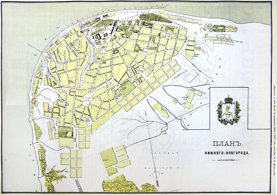 План Нижнего Новгорода 1:8K%Map of Nizhny Novgorod
План Нижнего Новгорода. Из кн.: Спутник по реке Волге и ея притокам Каме и Оке. С картами Волги, Камы и Оки, видами и Планами волжских, камских и окских городов. 13-й год издания. Выпуск XIII. — Саратовъ: Типо-Литография П. С. Феокритова, Соборная площадь, собств. дом. 1913. — 361 с. Масштаб 100 сажен в дюйме.
Ключевые слова: Нижний Новгород,путеводители по Волге