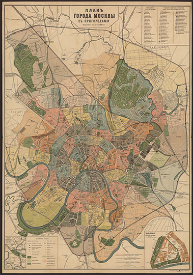 План Москвы с пригородами 1:21К % Moscow by Suvorin
План города Москвы с пригородами. Масштаб 1:21000, 250 саж. в дюйме - [Санкт-Петербург] : Суворин, [191-]. - 1 л. : цв., доп. карты. Доп. карты:
1. План Кремля и Красной площади. 1:6 300;
2. Западная часть окружной жел. дор. 1:84 000
Списки — полицейских частей города и судебно-мировых участков
Ключевые слова: товарищество Суворина,издательство Ильина