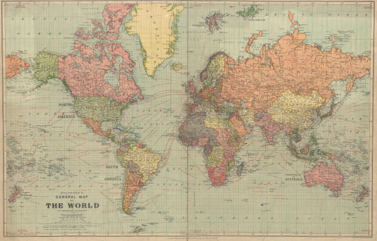 Карта мира в проекции Меркатора %  Stanford''s general map of the world
Карта мира в проекции Меркатора. Издание 1922 года. Stanford's general map of the world on Mercator projection. Stanford's Geographical Establishment, London
Ключевые слова: английские карты