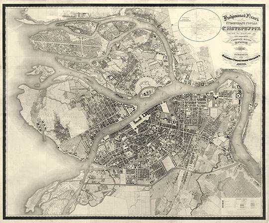 План Санкт-Петербурга v.1 1:4K% Map of Saint-Petersburg v.1
Подробный план столичного города Ст. Петербурга снятый по масштабу 1:4200 под начальством генерал-майора Шуберта. Вариант 1. Снимали топ. 1-го кл.: Монахов, Емельянов 1-й, Коровников, Гололобов, Иванов 1-й, Рябов, Жиргинцов. Вырез. кантон. Данилов. Гравир. при Военно-Топографическом Депо. - 1828: Военно-Топографическое Депо; Санкт-Петербург. - 1 т.

Ключевые слова: Санкт-Петербург,карты Шуберта,военно-топографическое депо