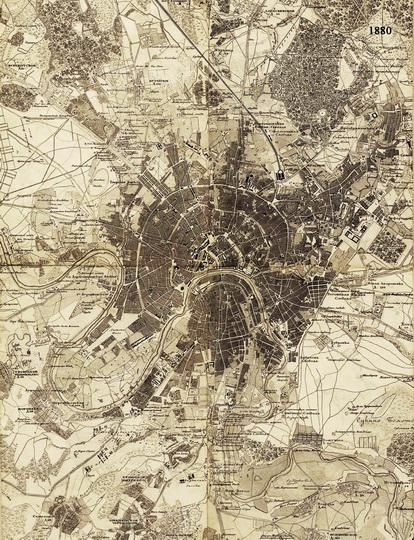 Карта Москвы и окрестностей 1:42K%Map of Moscow and vicinities
Топографическая карта окрестностей Москвы / Испр. по новейшим сведениям и грав. при Воен.-топогр. депо;  - [1:42000], 500 саж. в дюйме. - [СПб]: Воен.-топогр. депо, [1880]
