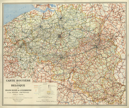 Карта Бельгии и Люксембурга 1:320K%Map of Belgium and Luxembourg
Carte Routiere de la Belgique du Grand Duche de Luxembourg et des Regions Limitrophes. Масштаб 1:320000. Bruxelles, Maison d Edition A. De Boek. 940 x 780 мм
Ключевые слова: Люксембург,Брюссель,Арлон