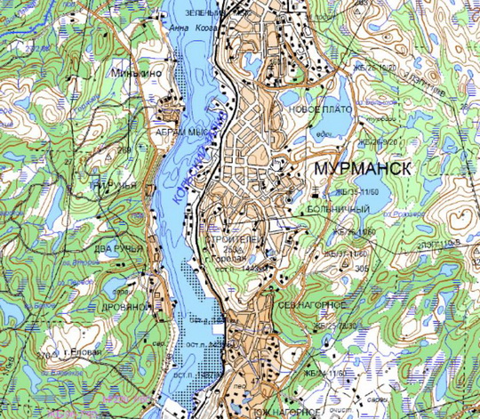 Мурманск и окрестности %Murmansk and vicinity
Мурманск и окрестности. Карта Госгеоцентра. Масштаб 1:25,000
Ключевые слова: Мурманск,карты ГГЦ