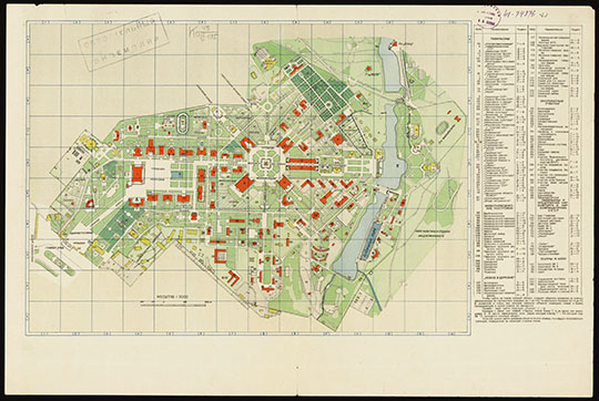 План Всесоюзной сельскохозяйственной выставки 1:5К %Plan of VSKhV
План Всесоюзной сельскохозяйственной выставки. Москва, 1939-1940 гг. Масштаб 1:5000. Геодез. контора Упр. планировки г. Москвы, Ил. изд. Бюро ВСХВ. Сост. и оформл. Геодез. конторой Упр. планировки г. Москвы и Ил. изд. бюро В.С.Х.В.; ред. А. Л. Гинзбург


Ключевые слова: ВСХВ-ВДНХ-ВВЦ,парки