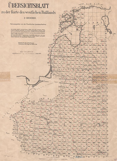  Карта западной части России 1:100К % Karte des westlichen Russlands
Немецкая карта западной части России. Масштаб 1:100К. Karte des westlichen Russlands (KdwR). Сборная карта, составленная из листов карт западной России, опубликованную прусскими военными на рубеже веков до Первой мировой войны. Он основан на информации, взятой из других картографических систем как российскими, так и австрийскими военными. 
Ключевые слова: Российская империя,Белоруссия,немецкие карты