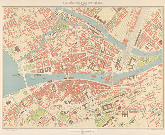 План Цюриха 1:2,500 %Plan of Zurich
План Цюриха. Масштаб 1:2,500. 1899г. Uebersichtsplan der Stadt Zurich.
Ключевые слова: Цюрих